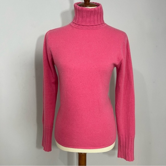 Kinross Pink Cashmere Sweater Knit Soft Comfy Turtleneck Cozy Warm Top Spring - Picture 7 of 9